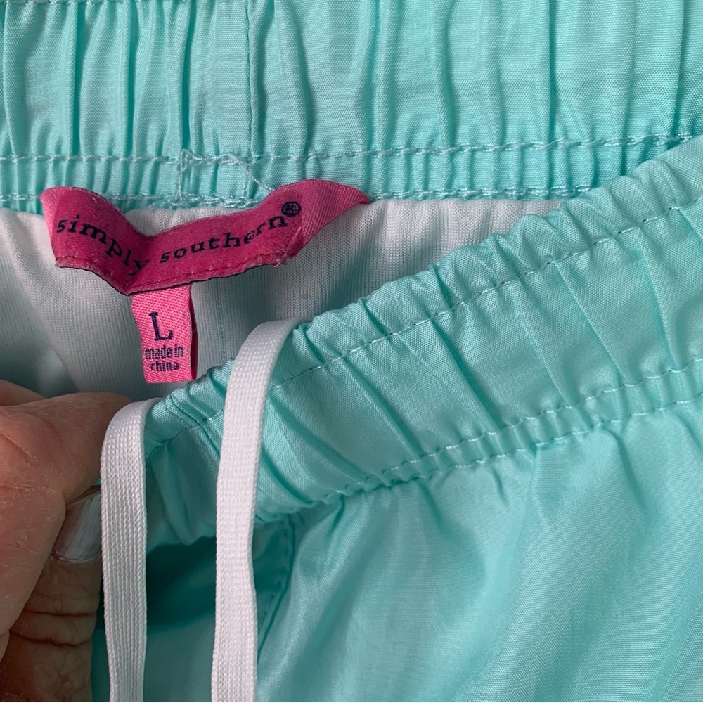 Simply Southern Blue Athletic Shorts with Curved Hems - Picture 3 of 7
